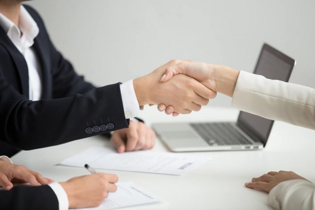 HR Handshaking Successful Candidate